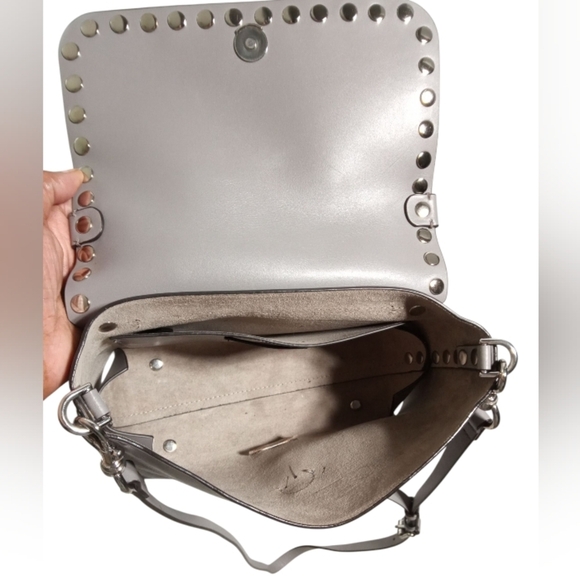 Rebecca Minkoff Gray Leather Studded Crossbody Bag with Adjustable Strap - Picture 5 of 9